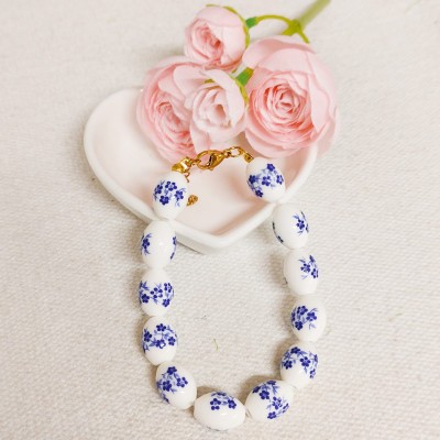 Natural stone & bead bracelet stainless steel