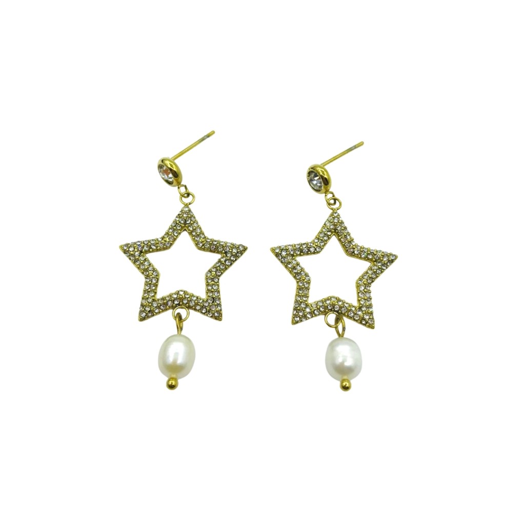 Stainless steel pearl earrings