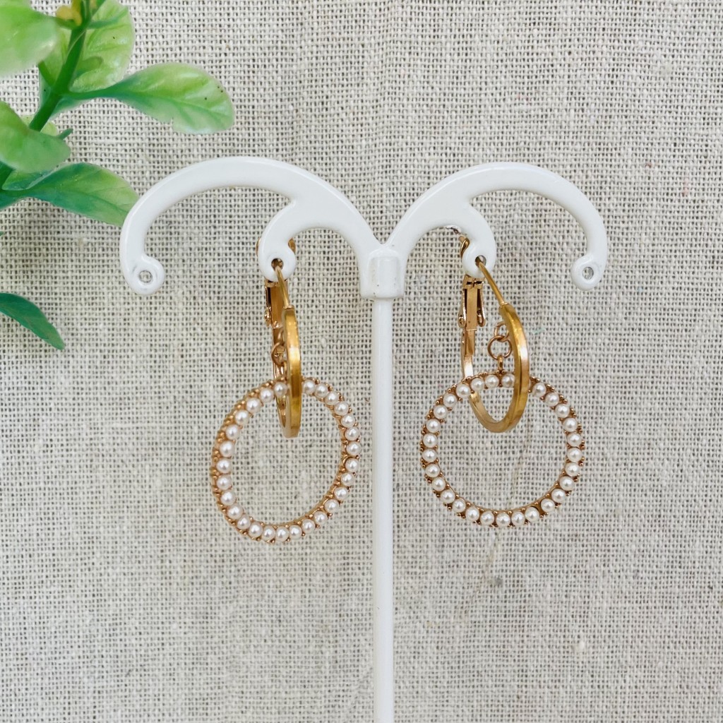Stainless steel pearl earrings