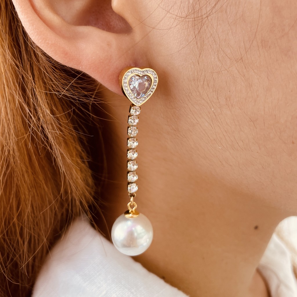 Stainless steel pearl earrings