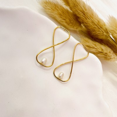 Stainless steel pearl earrings