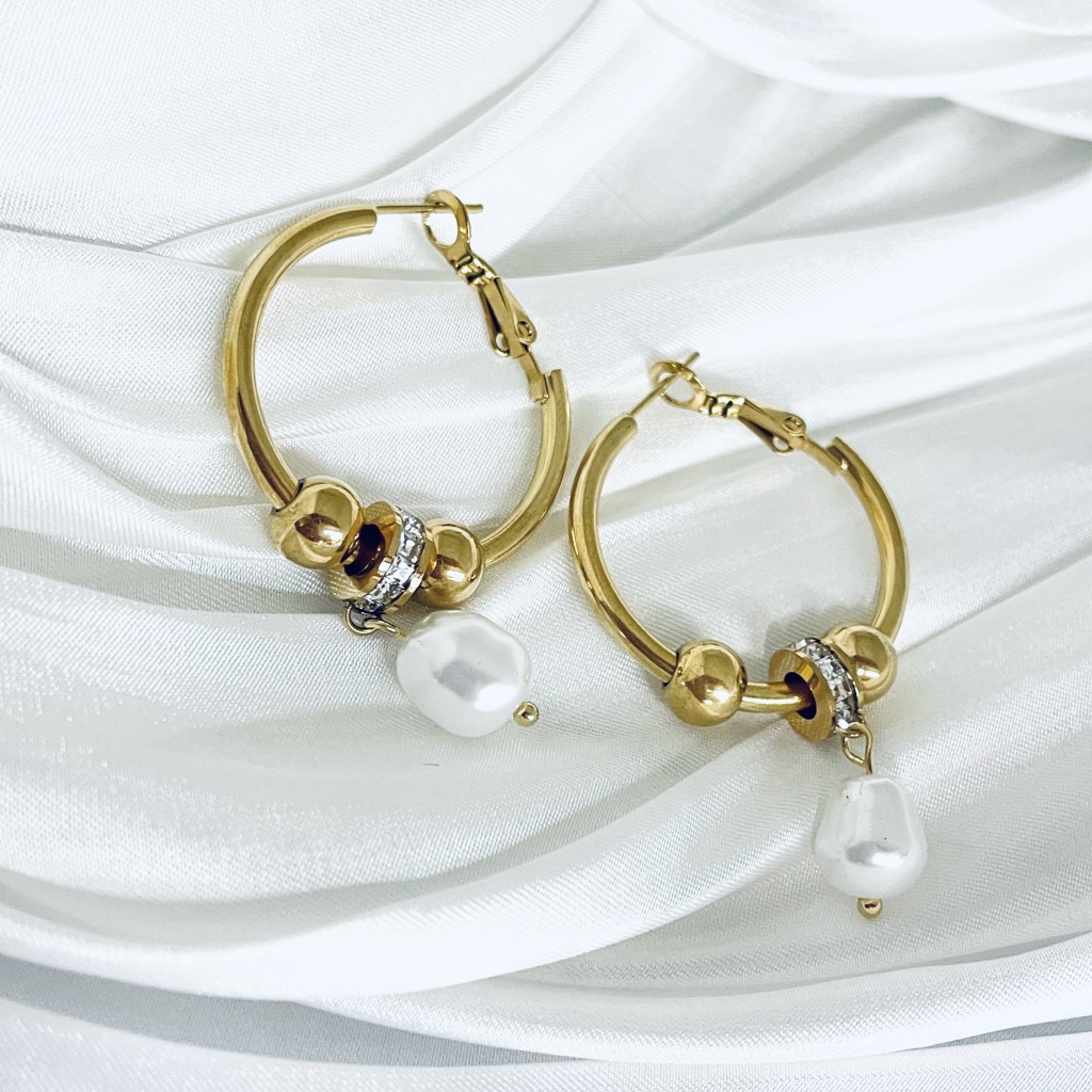 Stainless steel pearl earrings