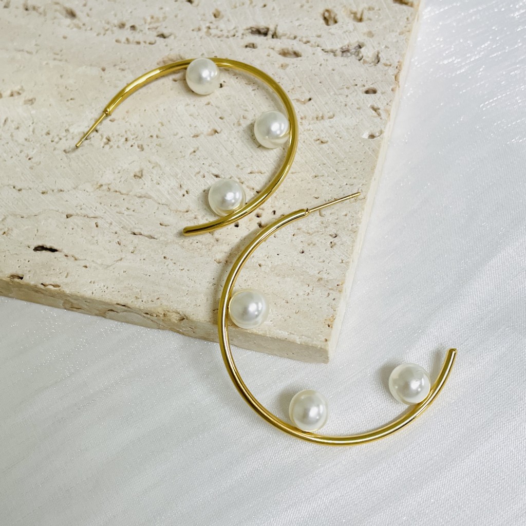 Stainless steel pearl earrings