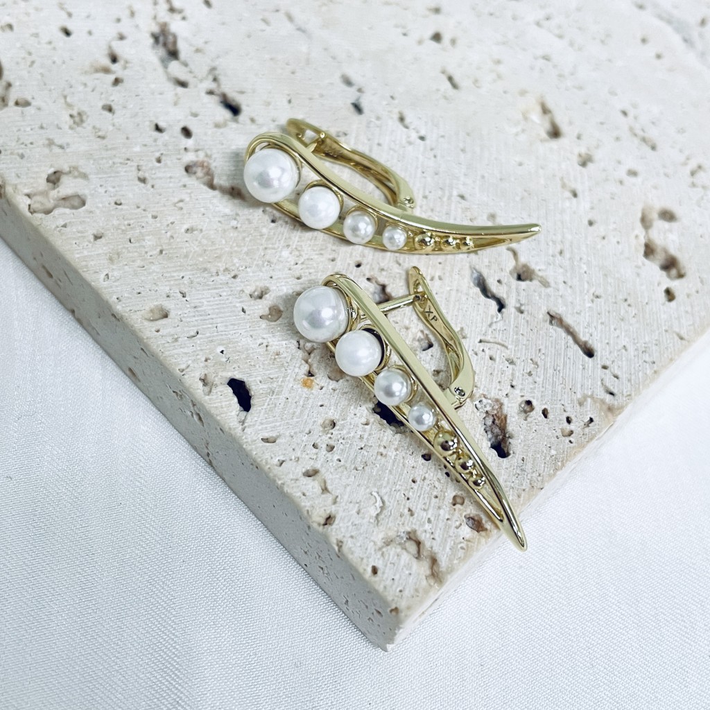 Stainless steel pearl earrings