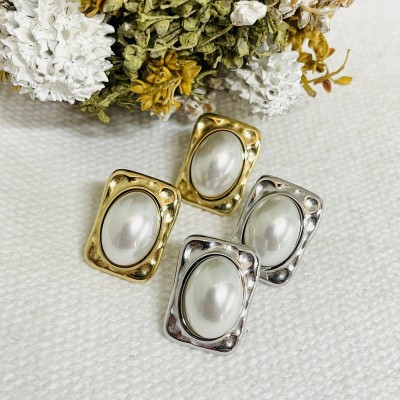 Stainless steel pearl earrings