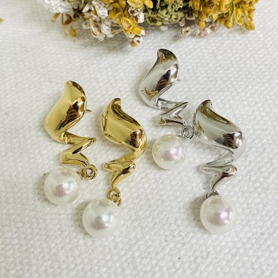 Stainless steel pearl earrings