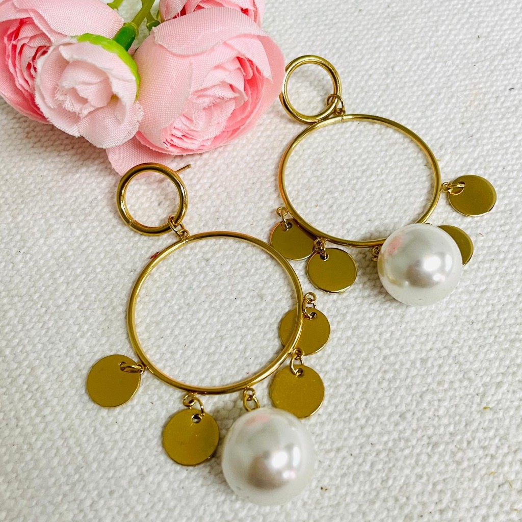 Stainless steel pearl earrings