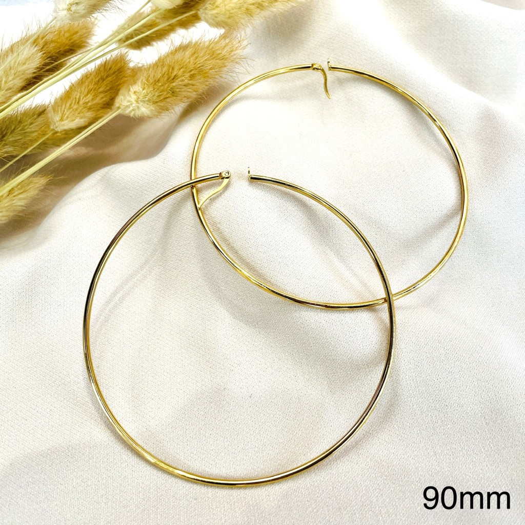 Stainless steel 90mm hoop earrings