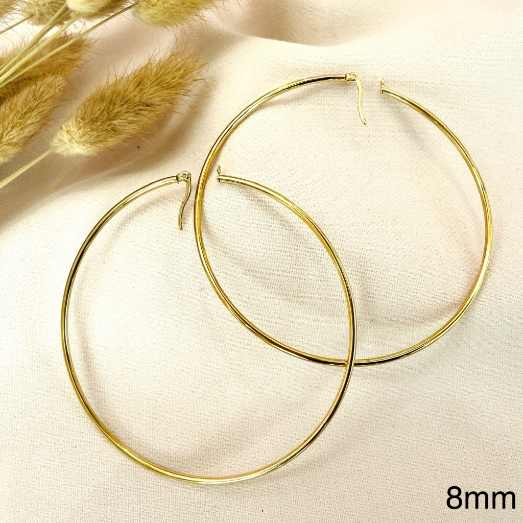 Stainless steel 80mm hoop earrings