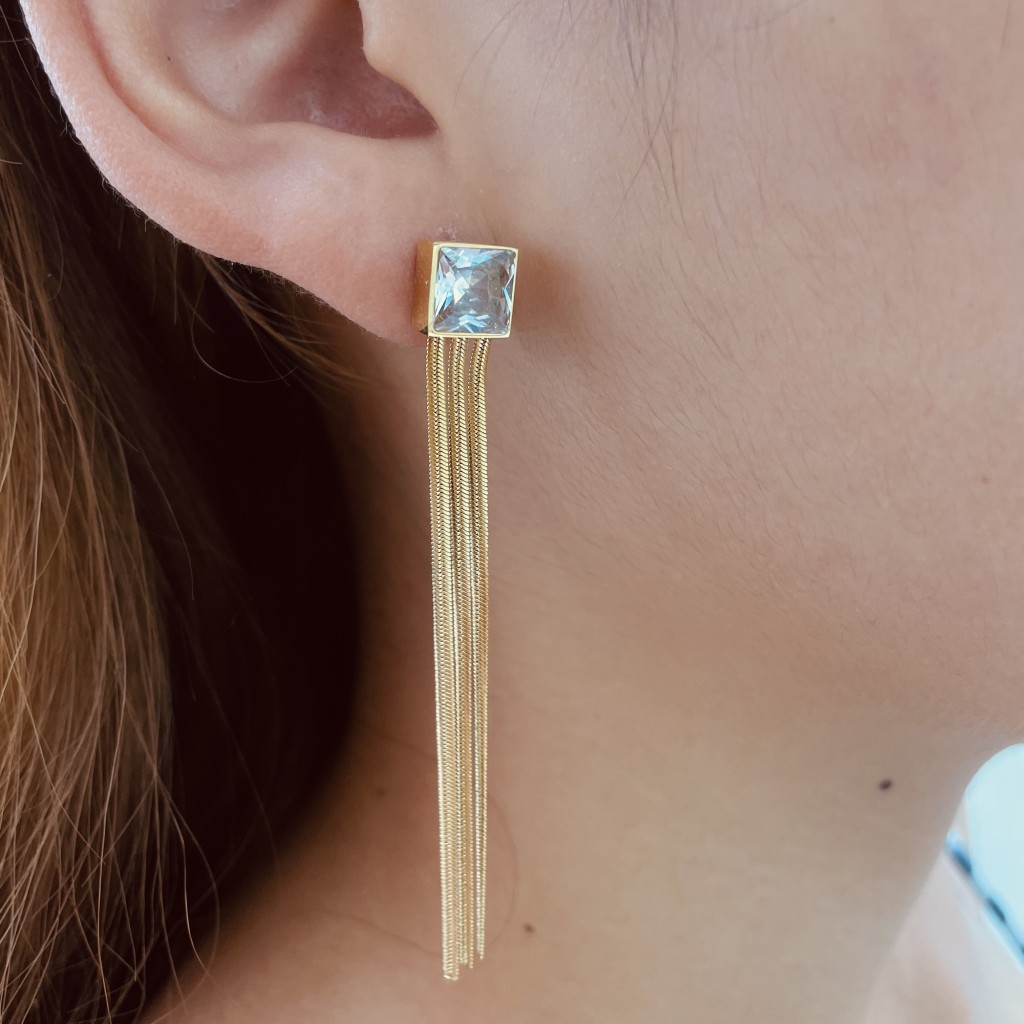 Long stainless steel earrings