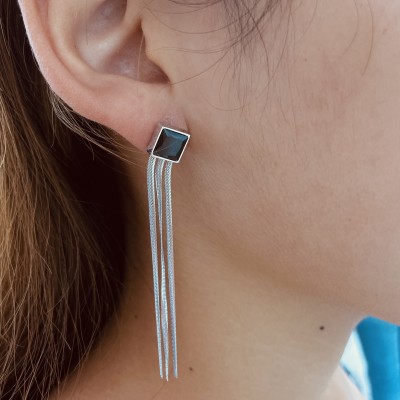 Long stainless steel earrings