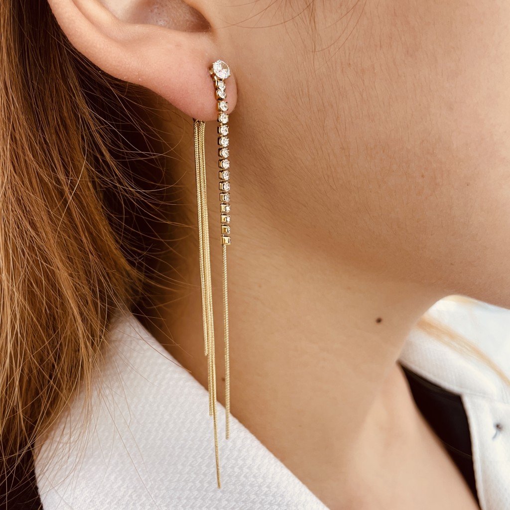 Long stainless steel earrings