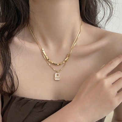 Stainless steel pearl necklace