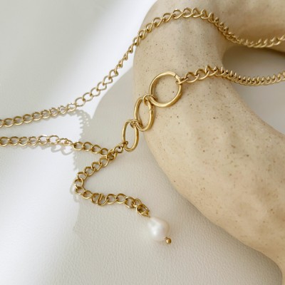 Stainless steel pearl necklace