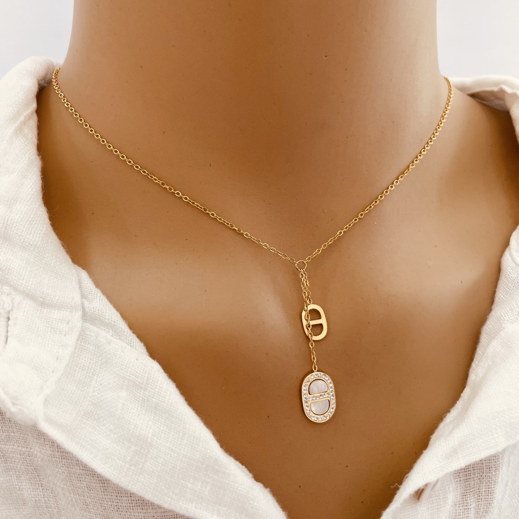 Stainless steel pearl necklace