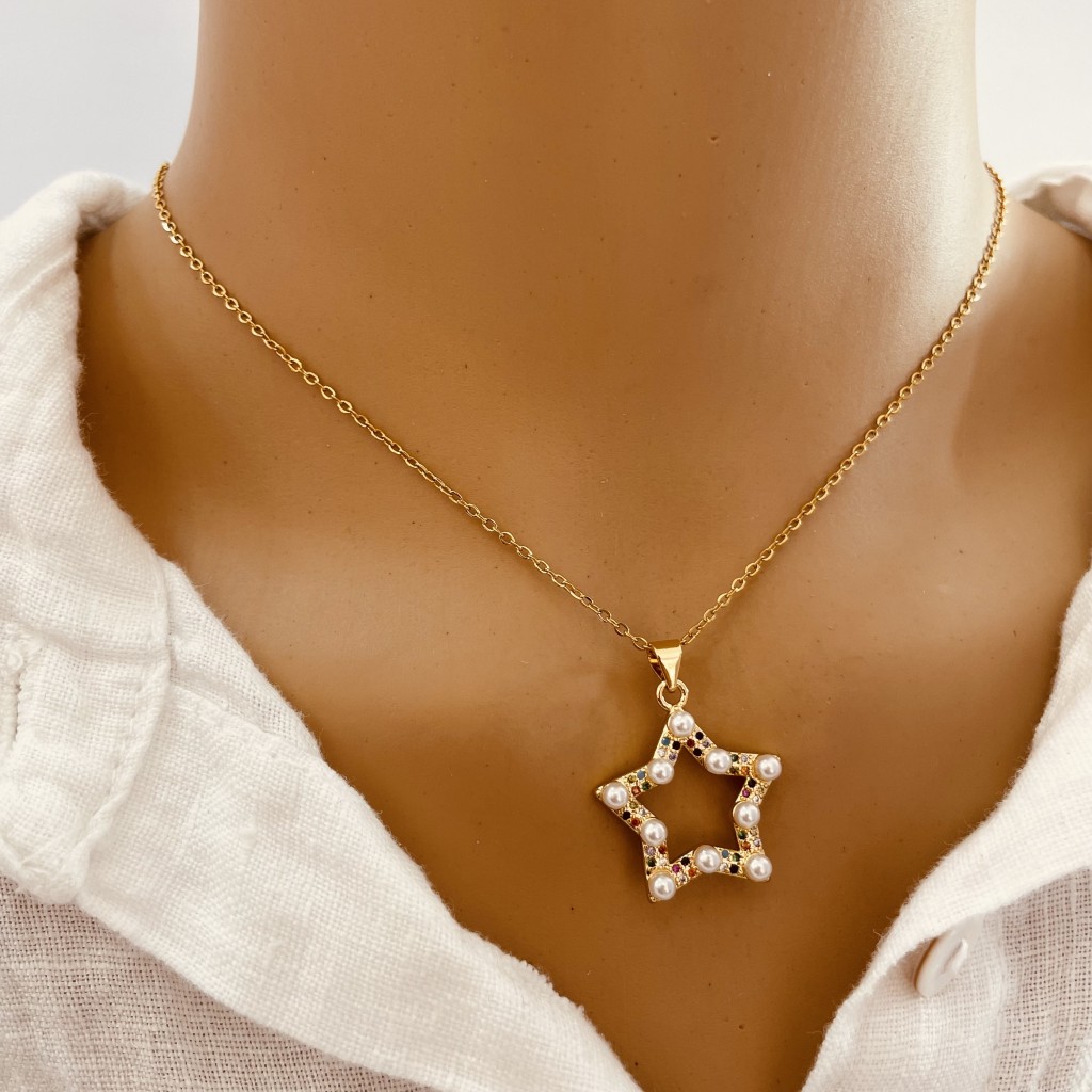 Stainless steel pearl necklace