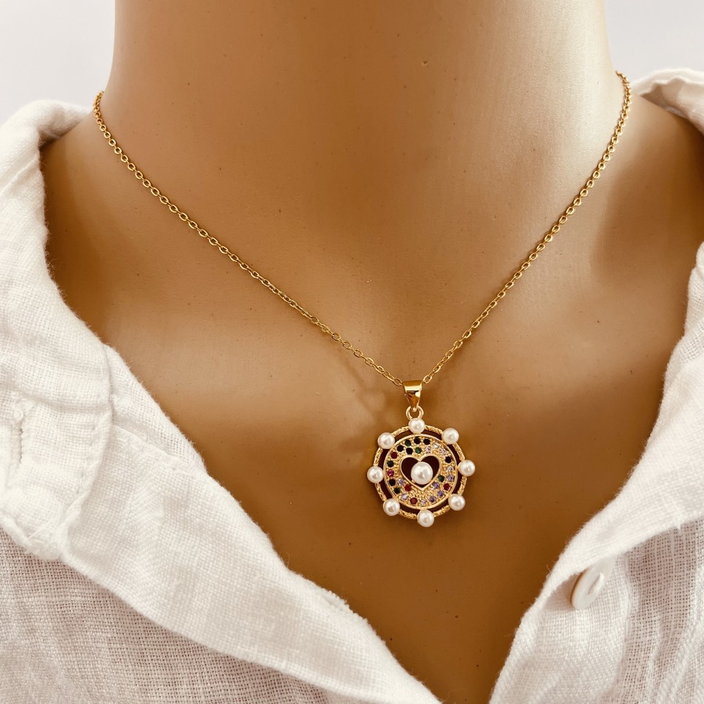 Stainless steel pearl necklace