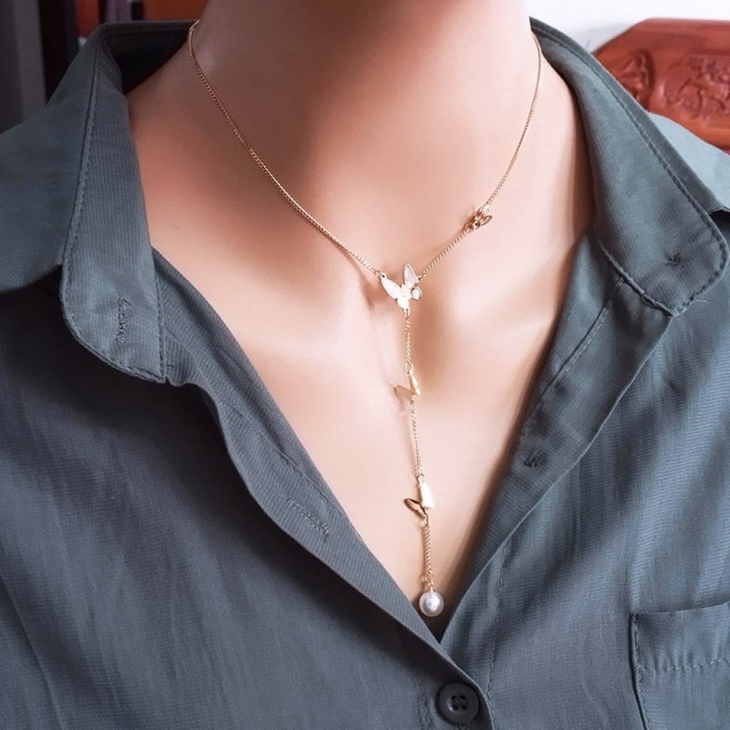 Stainless steel pearl necklace