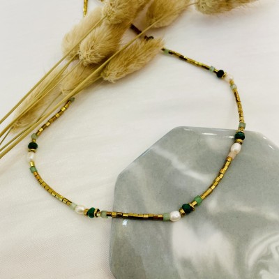 Stainless steel pearl necklace