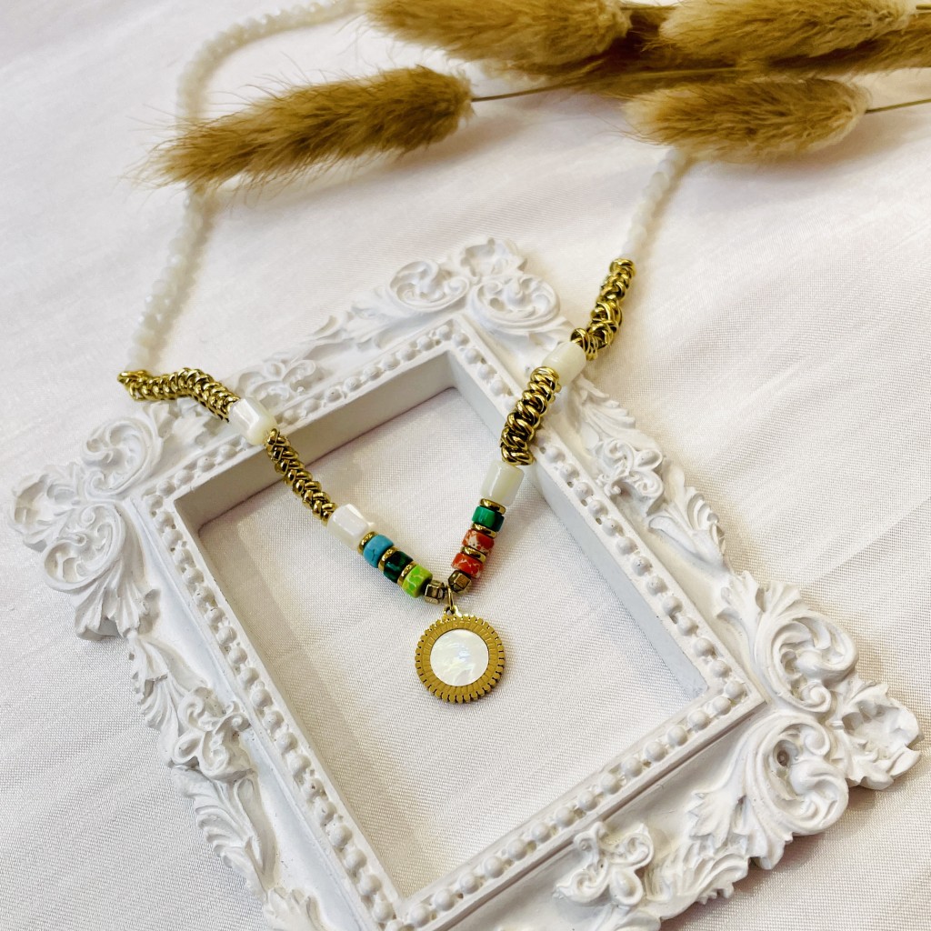 Stainless steel pearl necklace