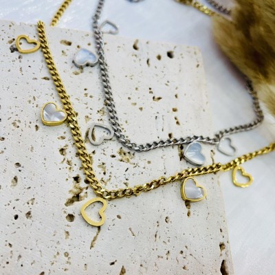 Stainless steel pearl necklace