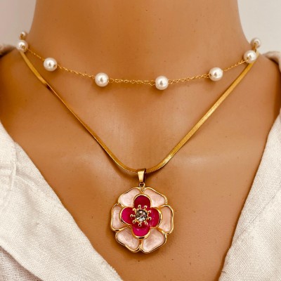 Necklace with Pearls stainless steel