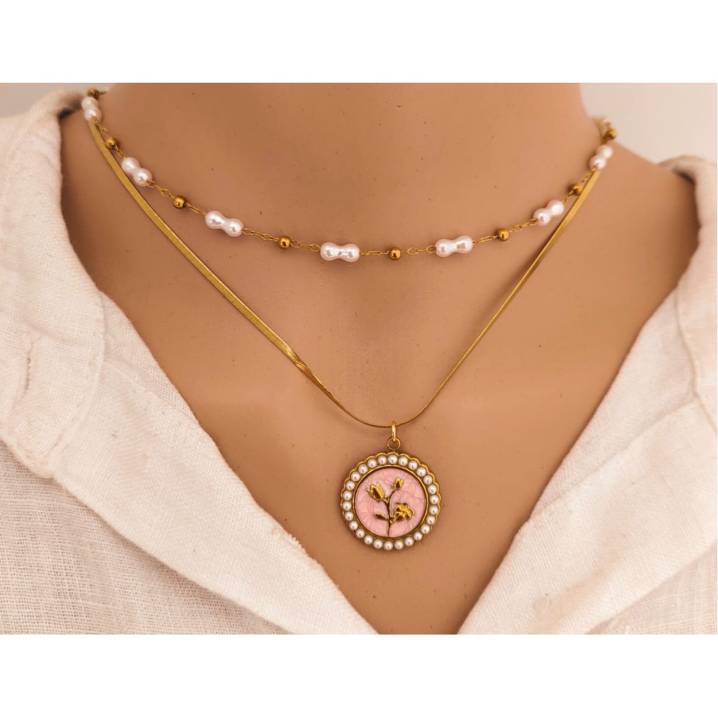 Necklace with Pearls stainless steel