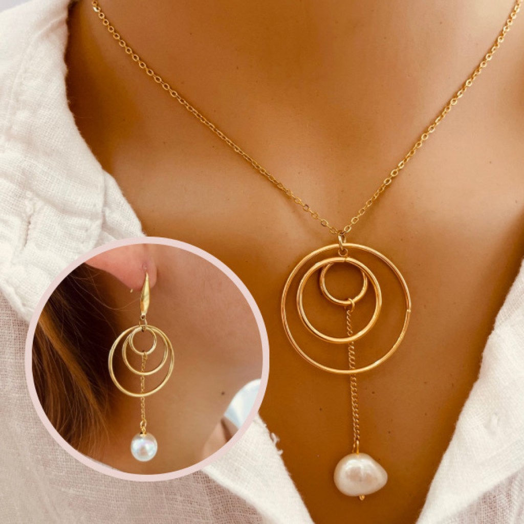 Necklace+Earrings Stainless Steel